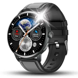 Smartwatch Męski Zegarek Angelo AT473 Czarny Glukoza Rozmowy Ciśnienie EKG AMOLED Puls Menu PL